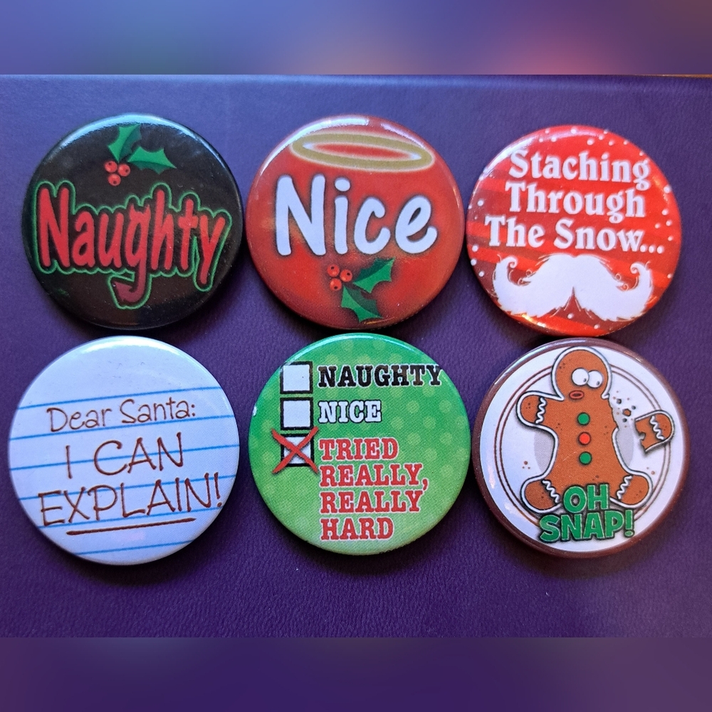 Bundle Of 6 Fun Christmas Themed Pins